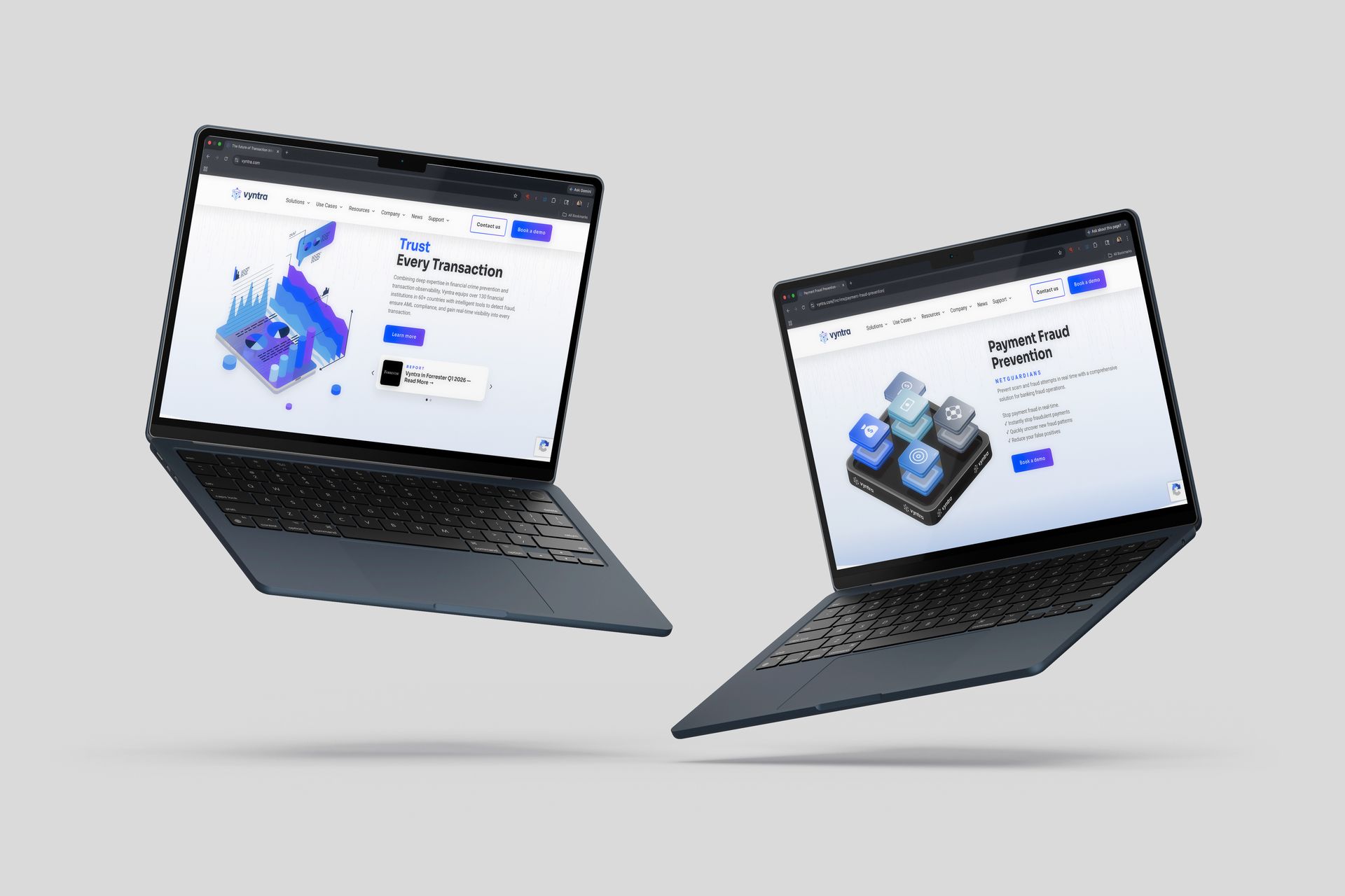 Two laptops showing SaaS website design